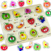 Drewniana Układanka Sorter Tablica do Nauki Owoców Owoce Warzywa Puzzle 12e