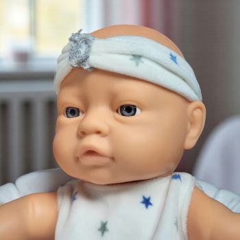 LALKA BOBAS CHŁOPCZYK 42 CM REALISTYCZNY STRÓJ SPORTOWY BUTELKA SMOCZEK
