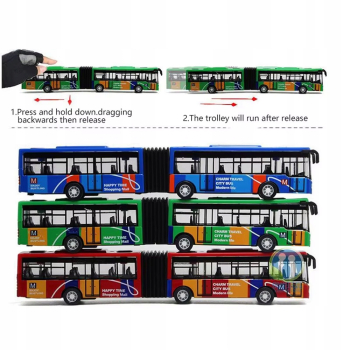 METALOWY AUTOBUS MIEJSKI PRZEGUBOWY 23 CM CZERWONY MODEL ZABAWKA DLA DZIECI