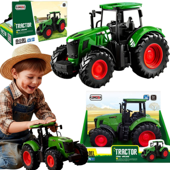 TRAKTOR CIĄGNIK ZABAWKA DLA DZIECI CHŁOPCA ZIELONY ROLNICZY GUMOWE KOŁA HAK