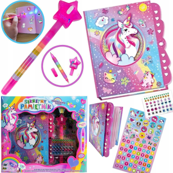 JEDNOROŻEC Magiczny Sekretny Pamiętnik NOTES na Kluczyk ze schowkami Zestaw