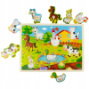 KLOCKI EDUKACYJNE PUZZLE DREWNIANE FARMA KROWA KOT ZOO UKŁADANKA DLA DZIECI