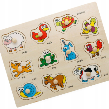 Puzzle drewniane FARMA układanka drewniana SORTER dla dzieci Zabawka 12 el.