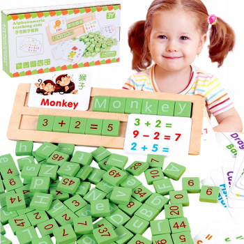 Drewniana tablica edukacyjna Litery Cyfry Karty do nauki liczenia pisania