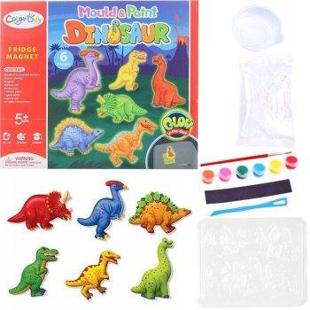 DINOZAURY MAGNESY DO MALOWANIA NA LODÓWKĘ GIPSOWE