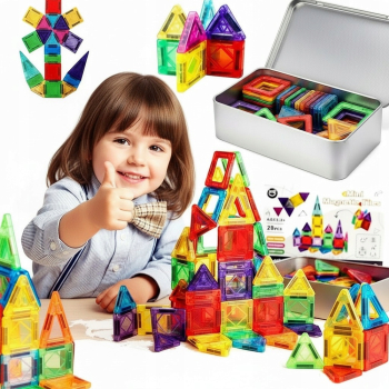 KLOCKI MAGNETYCZNE 3D KONSTRUKCYJNE EDUKACYJNE DUŻE UKŁADANKA MAGNETIC 56el