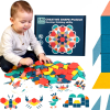 DREWNIANE KLOCKI UKŁADANKA MONTESSORI DLA DZIECI KREATYWNE KSZTAŁTY PUZZLE