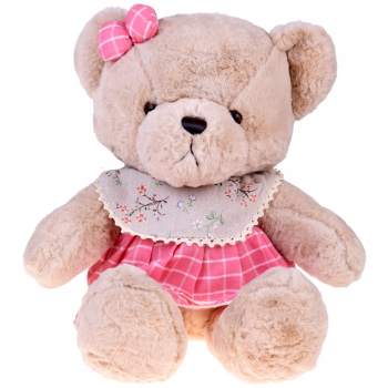 Pluszowy MIŚ - beżowa Zuzia 58cm w różowej VINTAGE sukience ZA5923 C