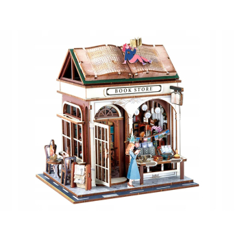 Drewniane PUZZLE 3D Seria budynek Księgarnia 148 ele oświetlenie ZA6014