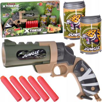 Pistolet na piankowe naboje + puszki zestaw strzelecki dla dzieci ZA5981