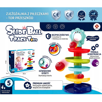 Tor Kulek Wieza Z Pilkami Zjezdzalnia Zabawka Edukacyjna Sensoryczna Dzieci